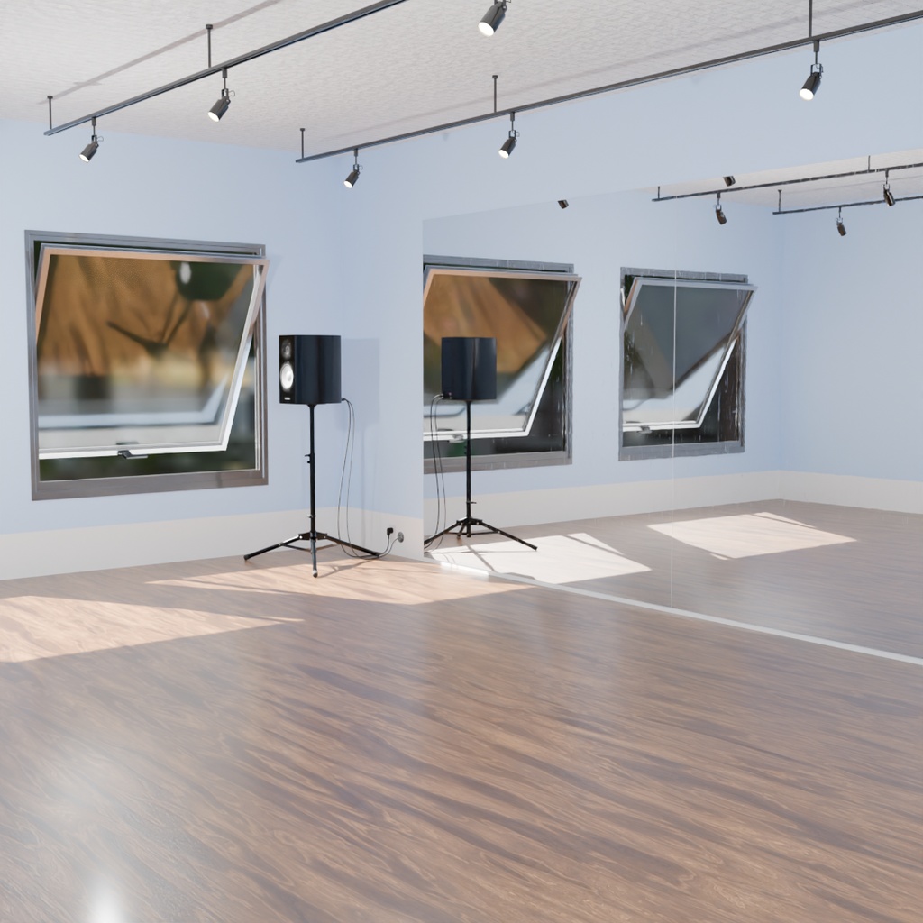【Blender】 シンプルなダンススタジオ Simple Dance Studio