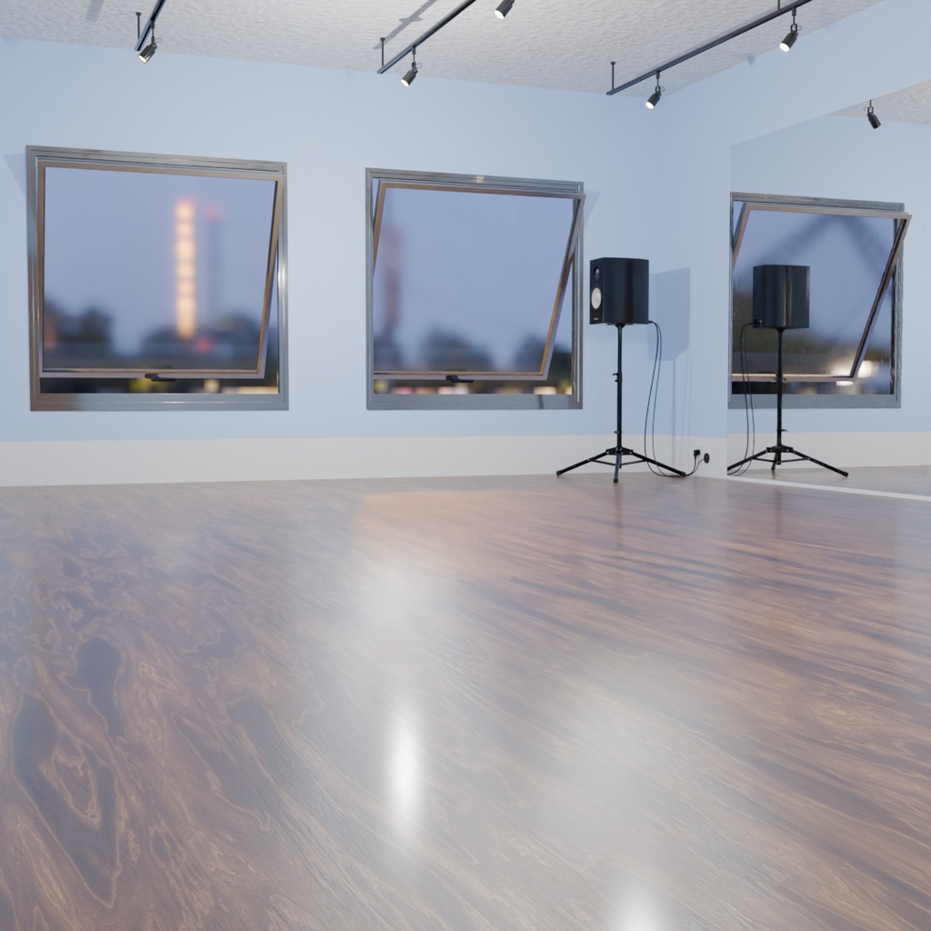 【Blender】 シンプルなダンススタジオ Simple Dance Studio