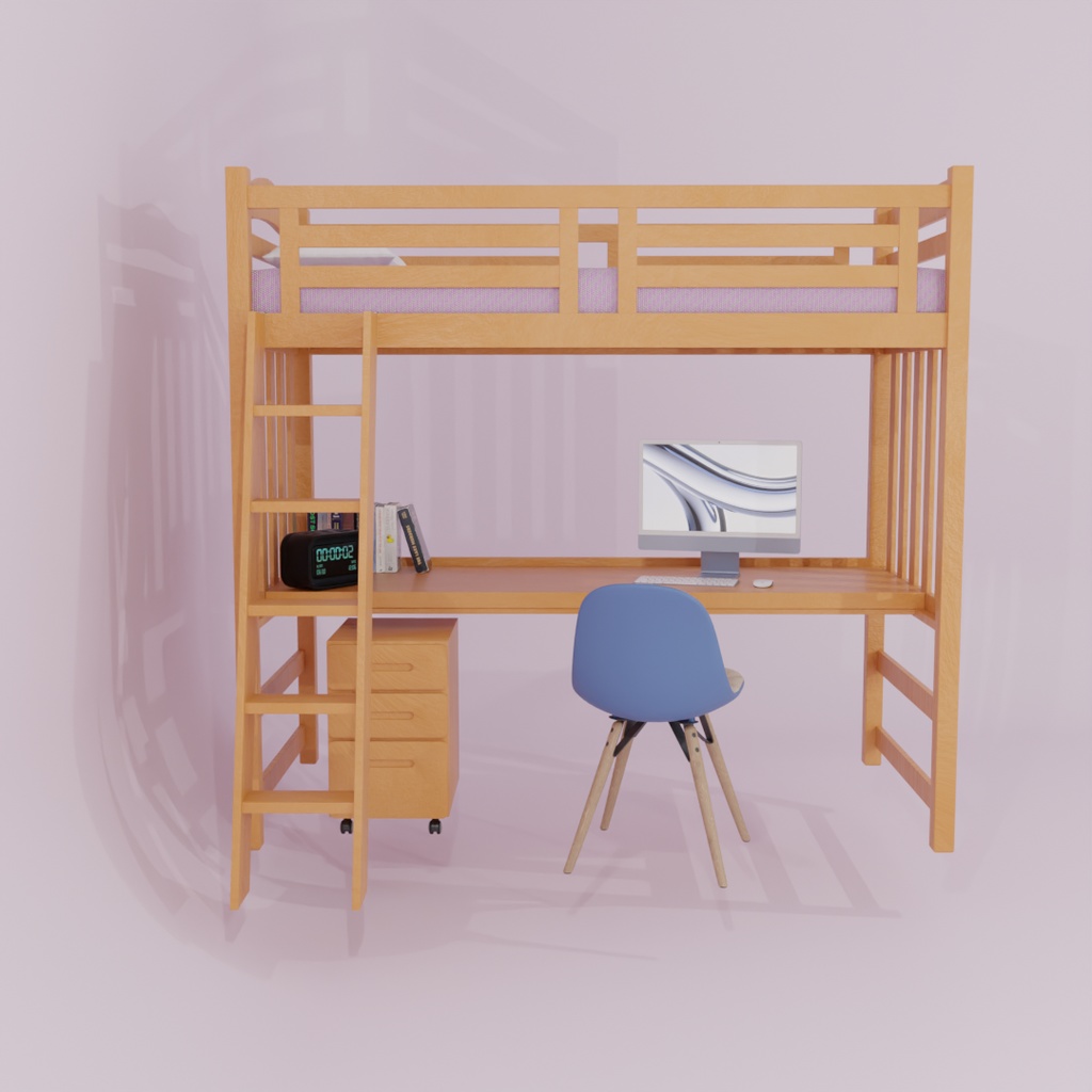 【Blender】 ロフトベッドとチェスト Loft bed and chest