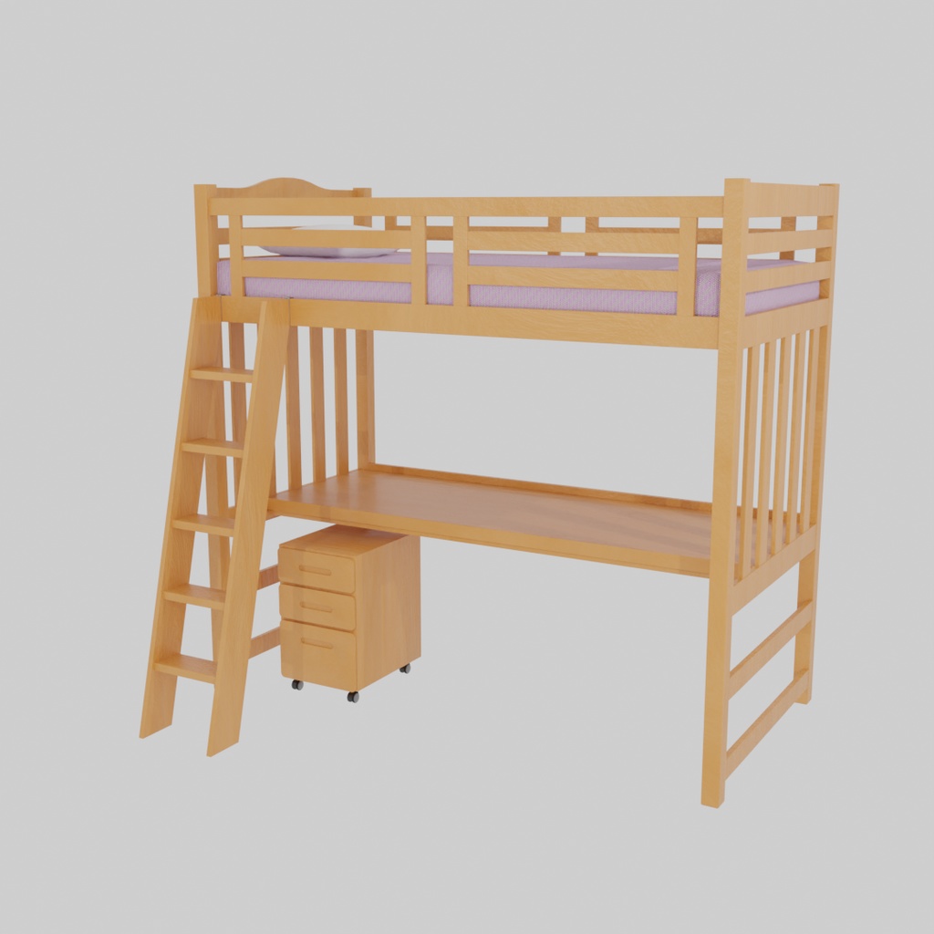 【Blender】 ロフトベッドとチェスト Loft bed and chest