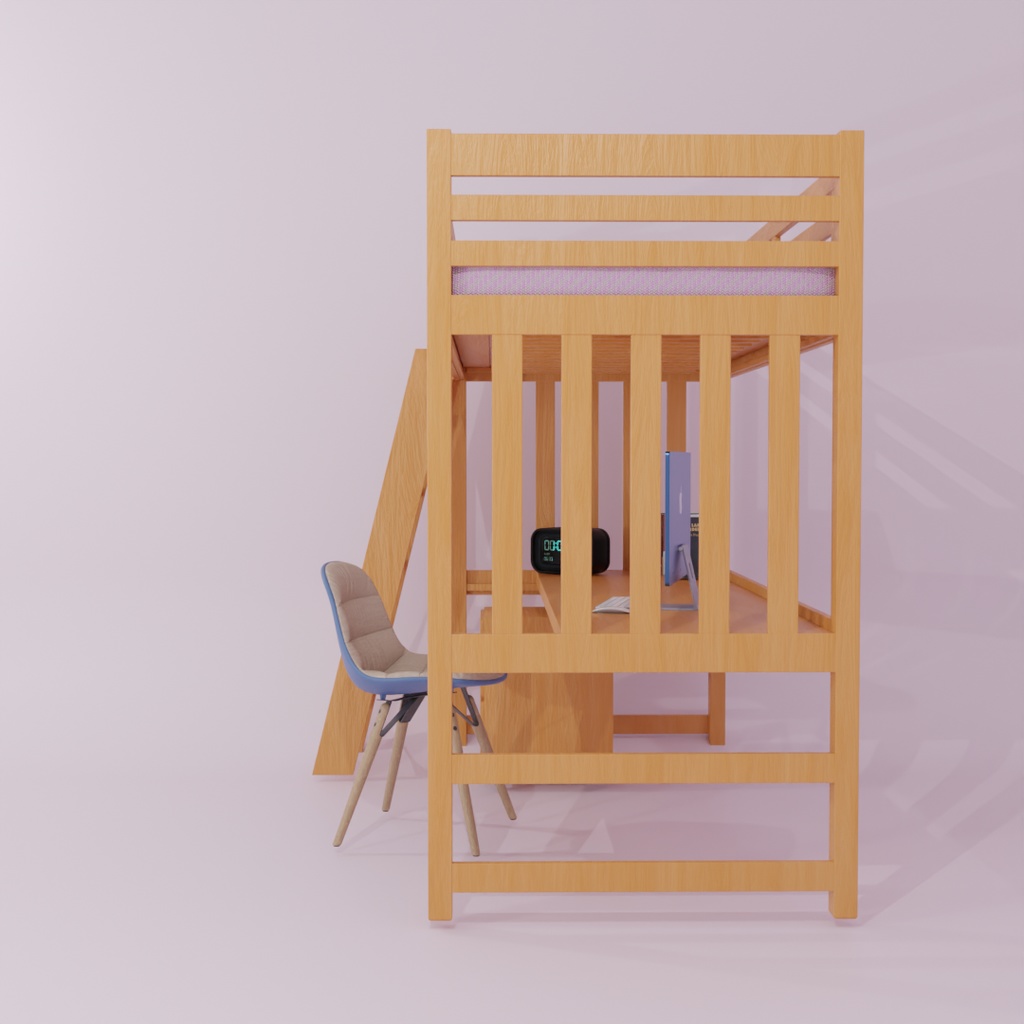 【Blender】 ロフトベッドとチェスト Loft bed and chest