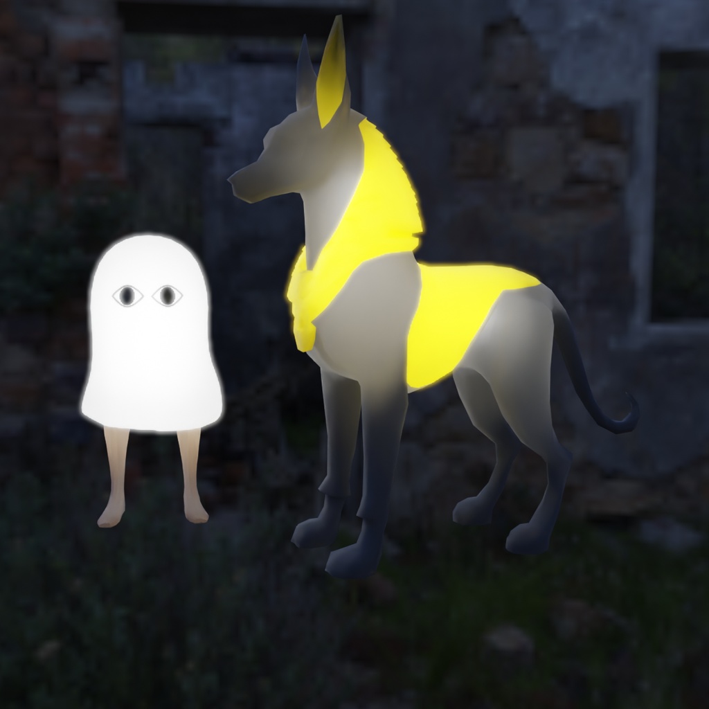 【Blender】 メジェドとアヌビスの間接照明 Indirect lighting of Medjed and Anubis