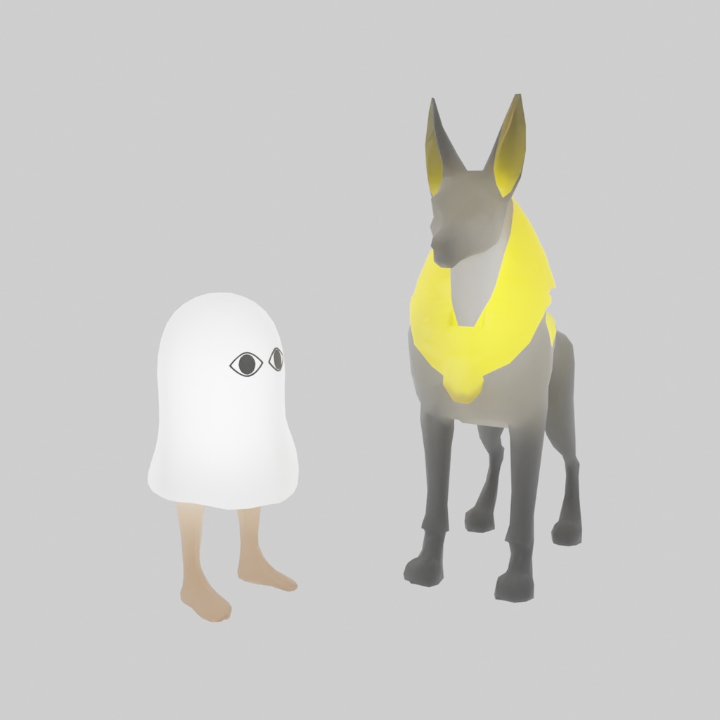 【Blender】 メジェドとアヌビスの間接照明 Indirect lighting of Medjed and Anubis