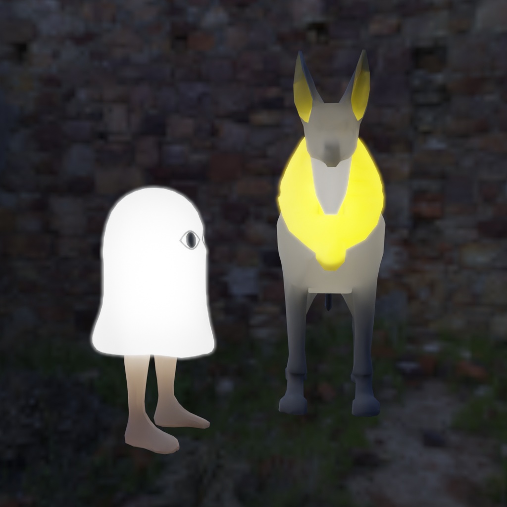 【Blender】 メジェドとアヌビスの間接照明 Indirect lighting of Medjed and Anubis