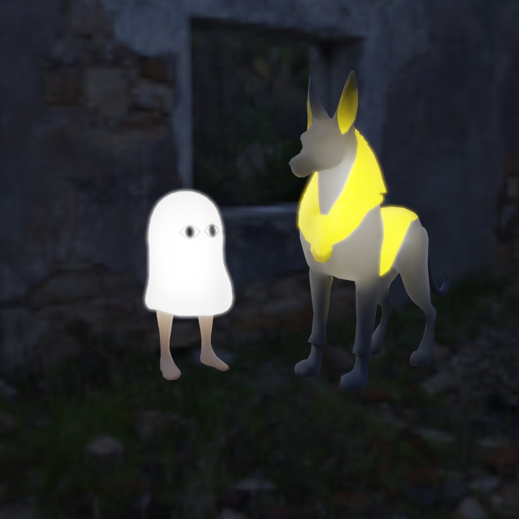 【Blender】 メジェドとアヌビスの間接照明 Indirect lighting of Medjed and Anubis