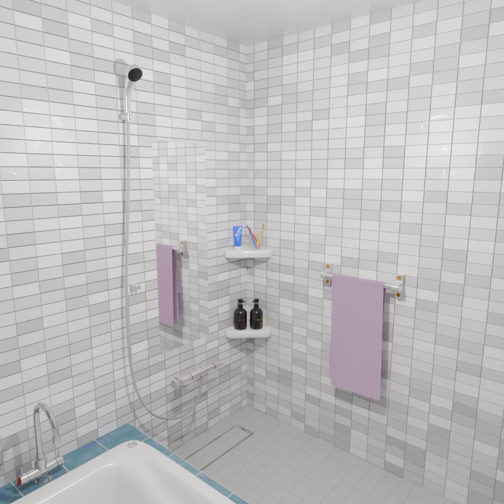 【Blender】 浴室と脱衣所 Bathroom and dressing room