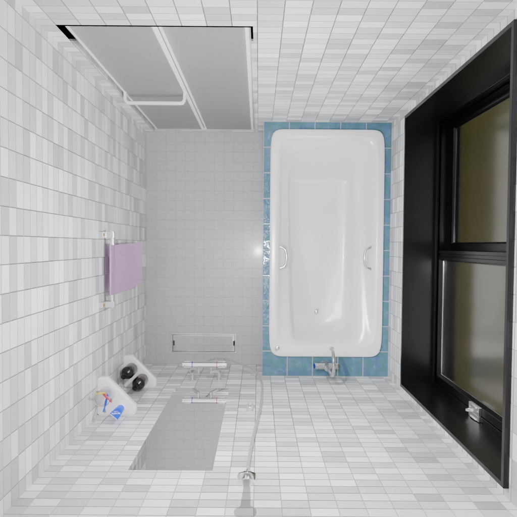 【Blender】 浴室と脱衣所 Bathroom and dressing room