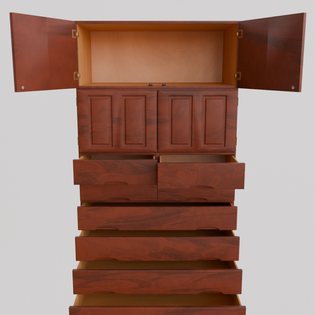 【Blender】 木目調のワードローブ Wood grain wardrobe