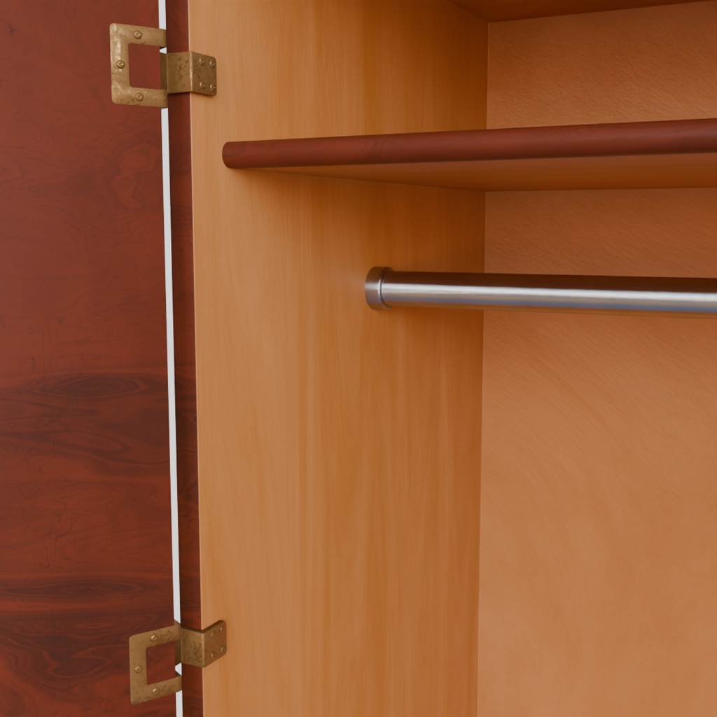 【Blender】 木目調のワードローブ Wood grain wardrobe