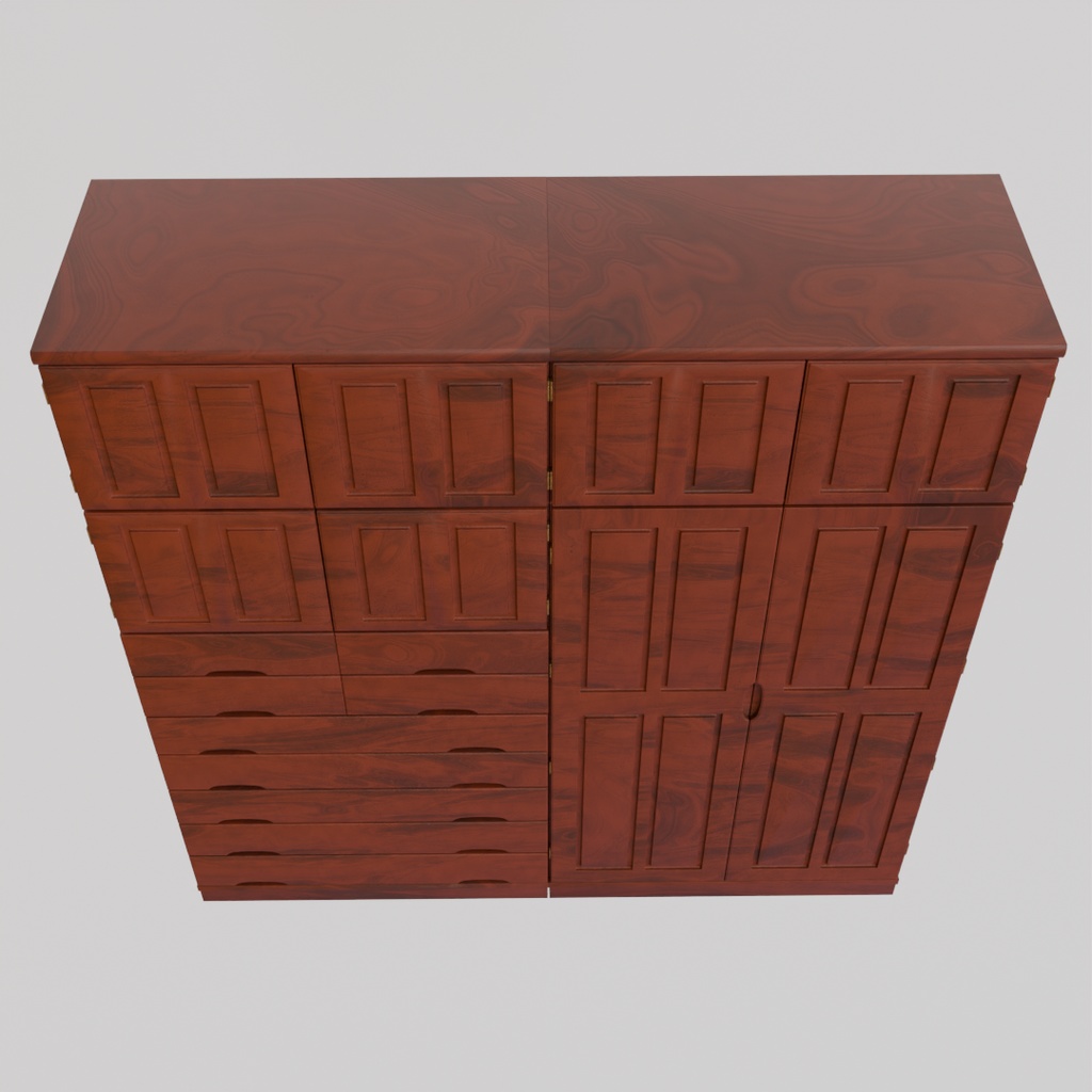 【Blender】 木目調のワードローブ Wood grain wardrobe