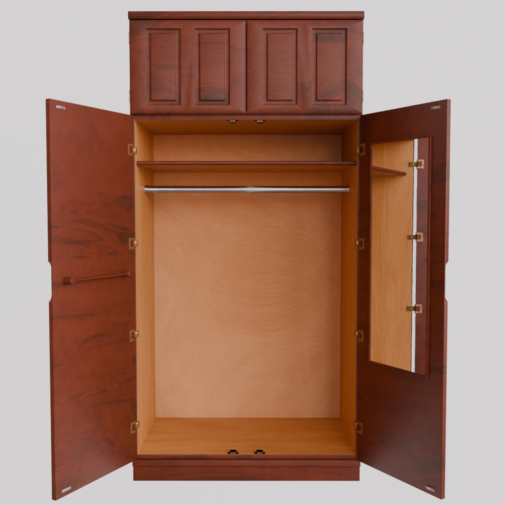 【Blender】 木目調のワードローブ Wood grain wardrobe