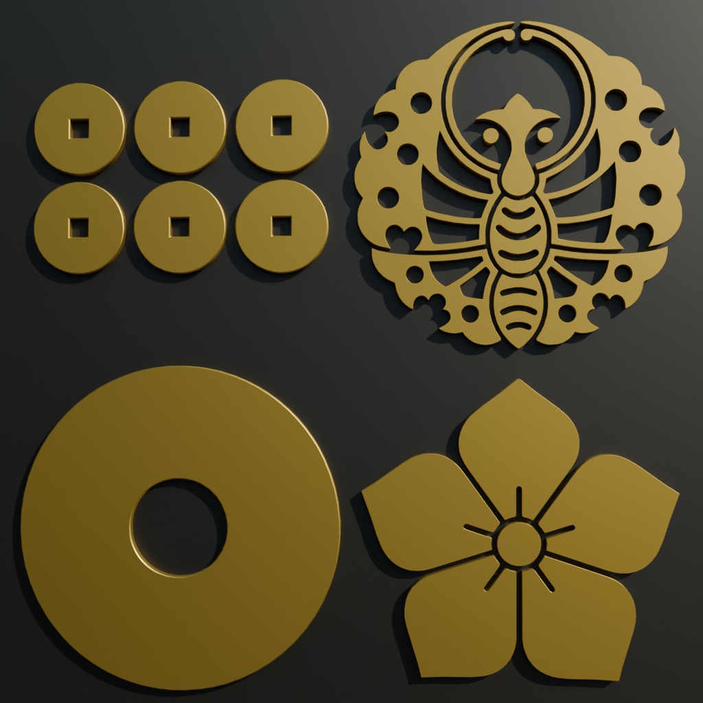 【Blender】 戦国武将の家紋キット Sengoku Warlord's Family Crest Kit