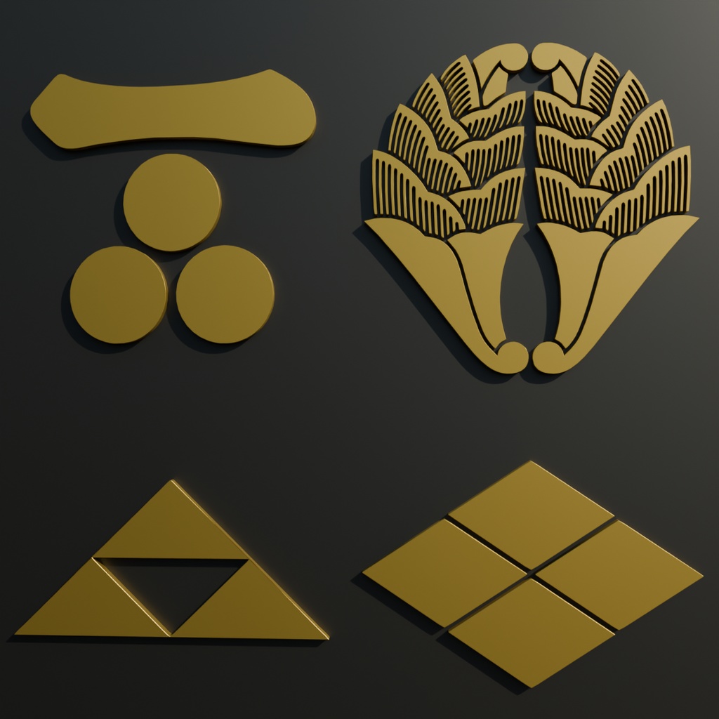 【Blender】 戦国武将の家紋キット Sengoku Warlord's Family Crest Kit