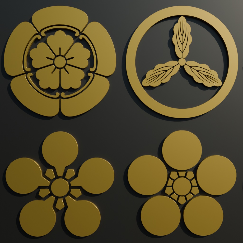 【Blender】 戦国武将の家紋キット Sengoku Warlord's Family Crest Kit