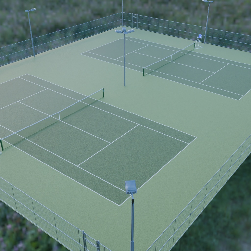 【Blender】 テニスコート2面 2 tennis courts