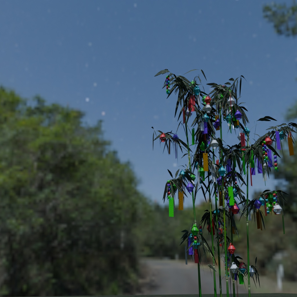 【Blender】 七夕の笹と飾り Tanabata bamboo branches and decorations