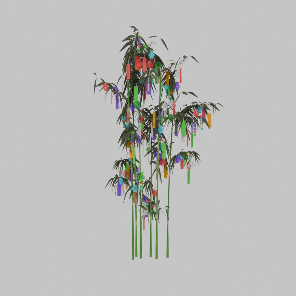 【Blender】 七夕の笹と飾り Tanabata bamboo branches and decorations