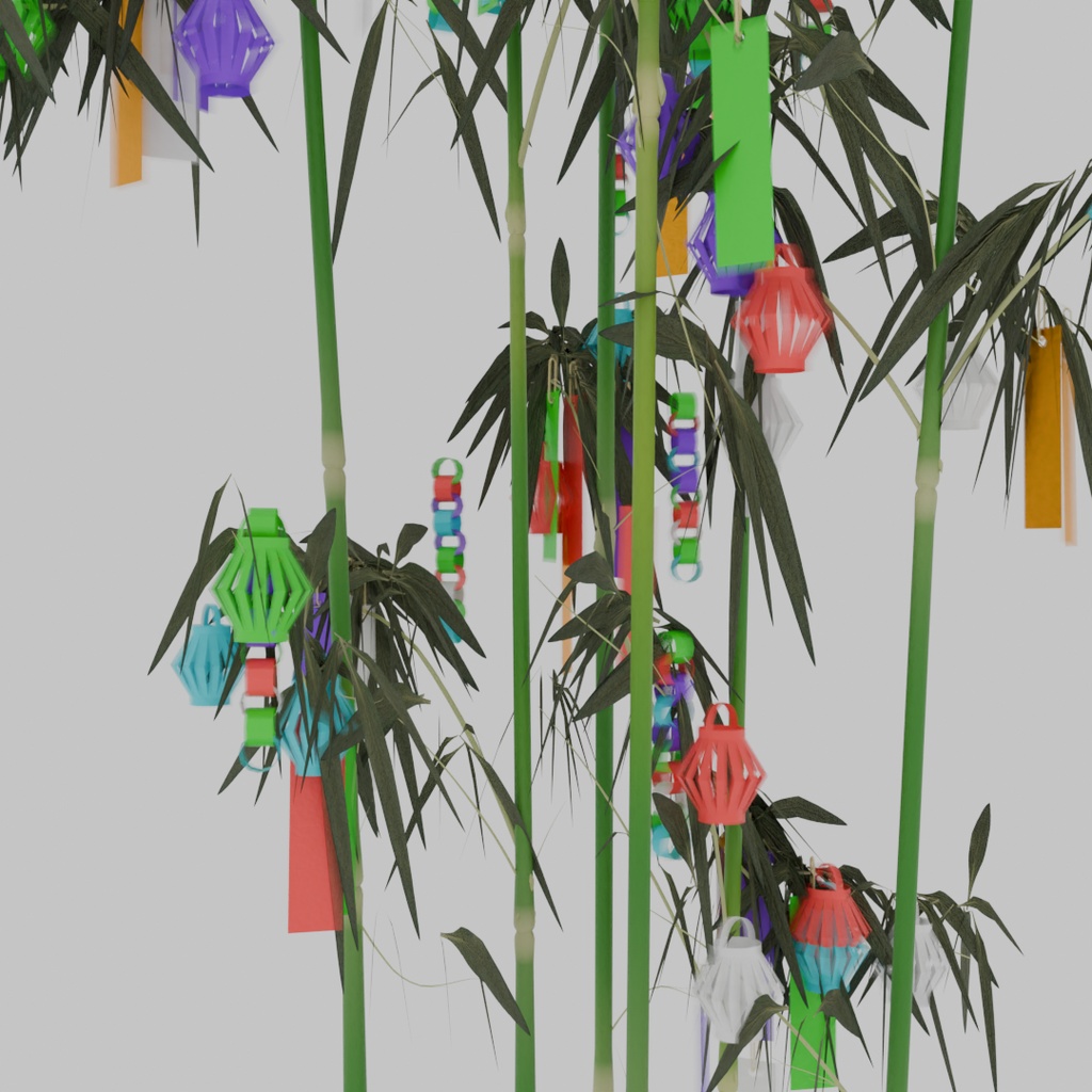 【Blender】 七夕の笹と飾り Tanabata bamboo branches and decorations