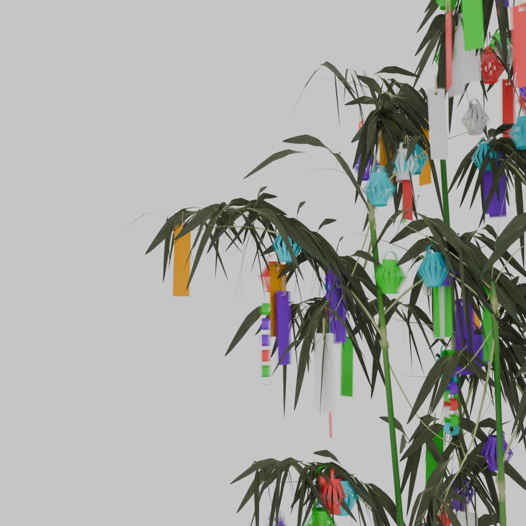 【Blender】 七夕の笹と飾り Tanabata bamboo branches and decorations