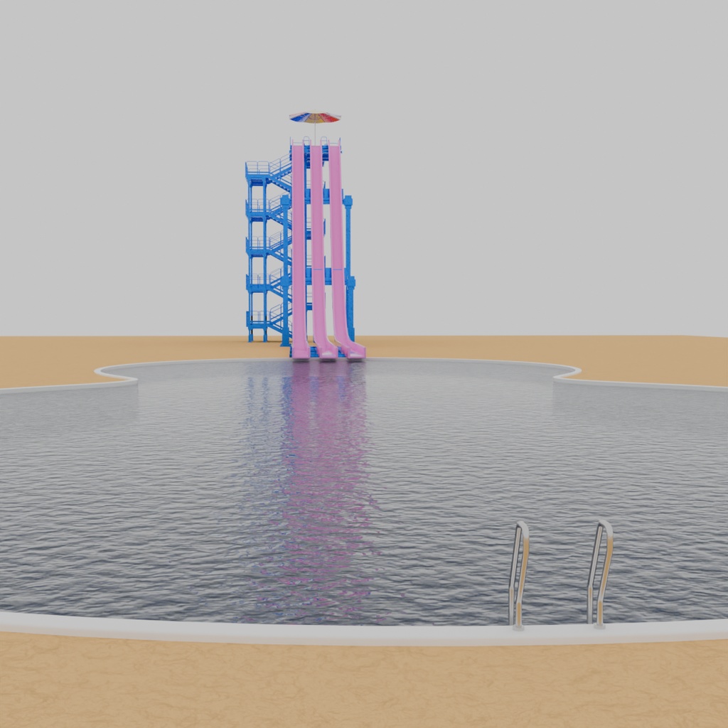 【Blender】 フリーフォールウォータースライダー Free Fall Water Slide