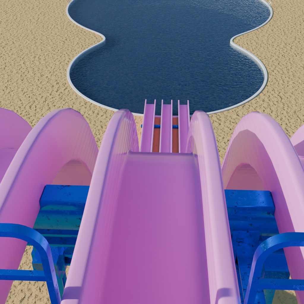 【Blender】 フリーフォールウォータースライダー Free Fall Water Slide