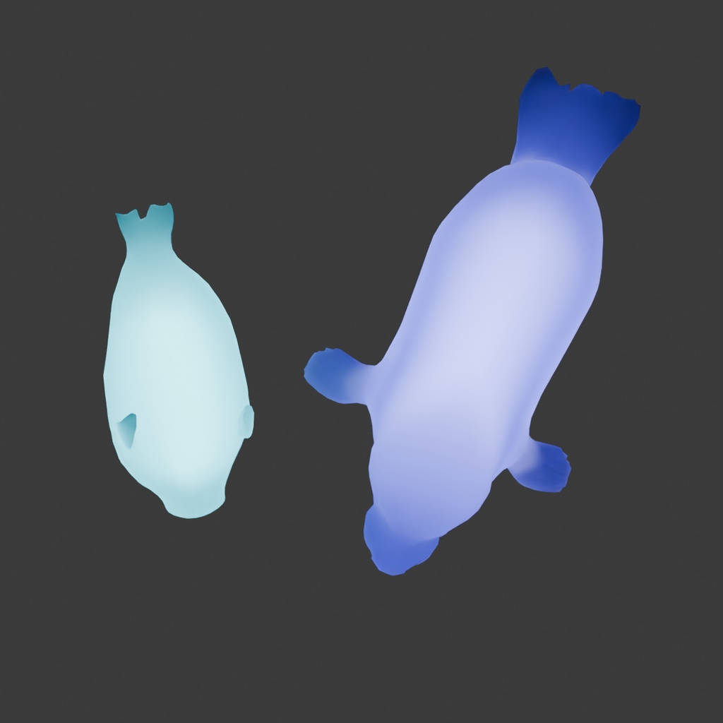 【Blender】 アザラシの親子の間接照明 Indirect lighting of a seal parent and child