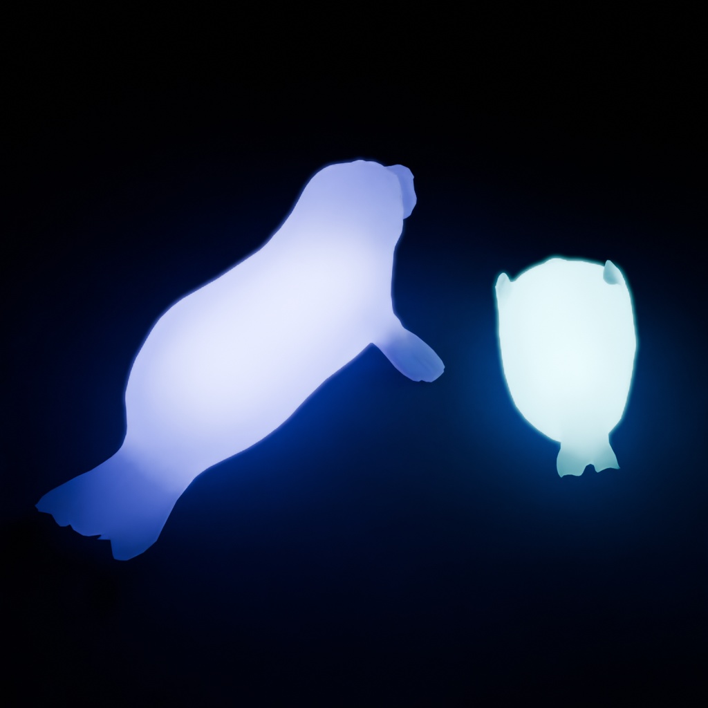 【Blender】 アザラシの親子の間接照明 Indirect lighting of a seal parent and child