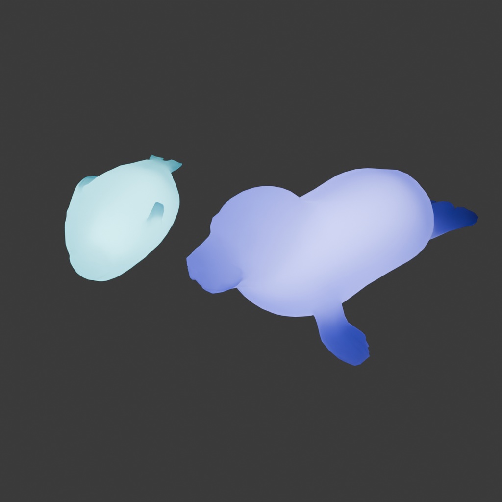 【Blender】 アザラシの親子の間接照明 Indirect lighting of a seal parent and child