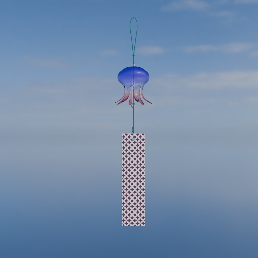 【Blender】 風鈴5パターン 5 patterns of wind chimes