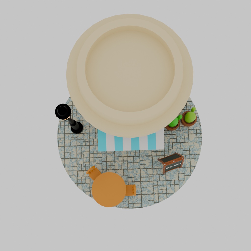 【Blender】 ローポリジオラマ風チルドカップ型カフェ Low-poly diorama style chilled cup type cafe