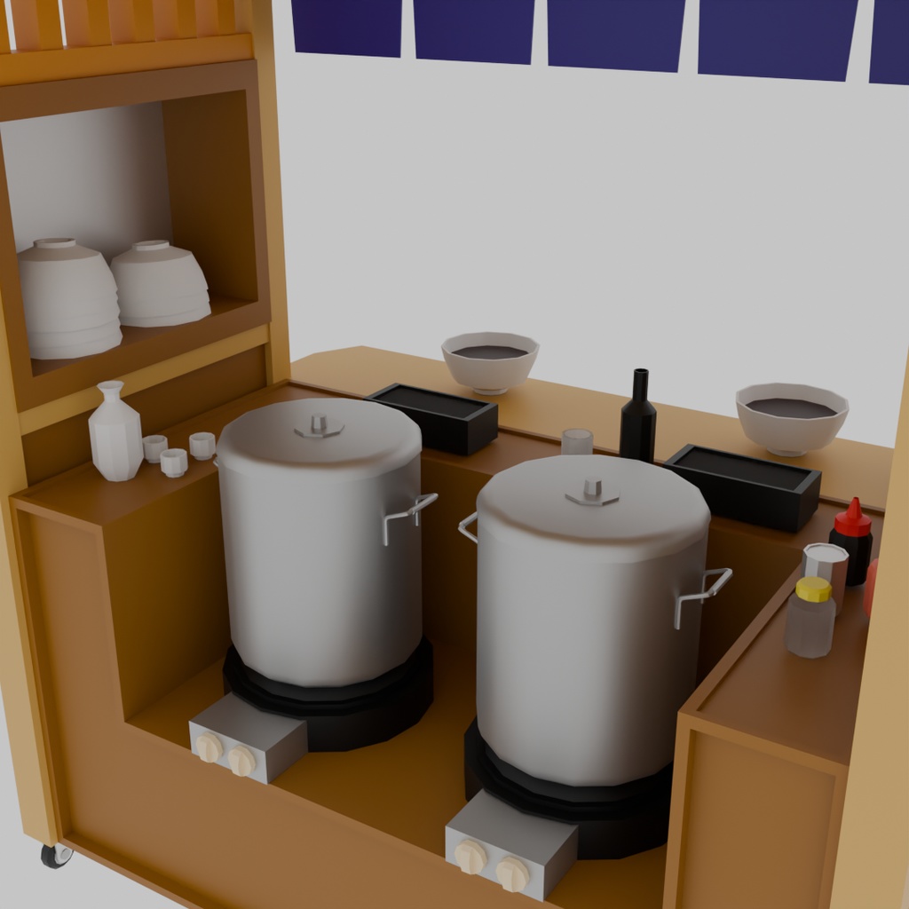 【Blender】 ローポリ蕎麦の屋台 Low Polygon Soba noodle stall