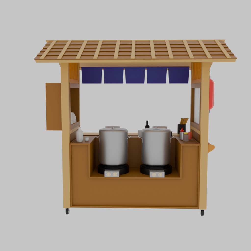 【Blender】 ローポリ蕎麦の屋台 Low Polygon Soba noodle stall