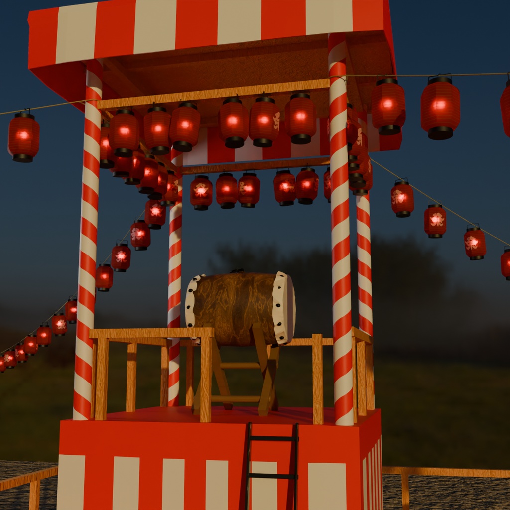 【Blender】 夏祭りの櫓 Summer festival turret