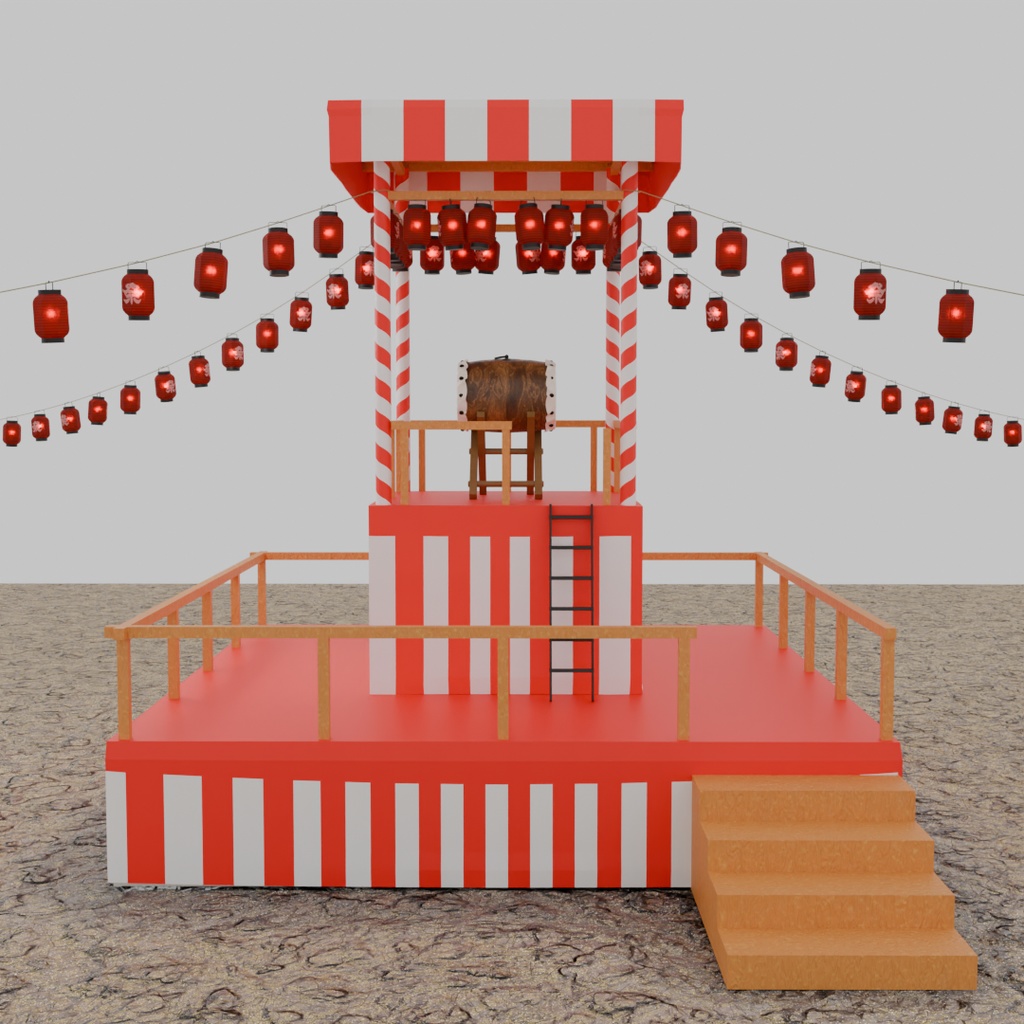 【Blender】 夏祭りの櫓 Summer festival turret