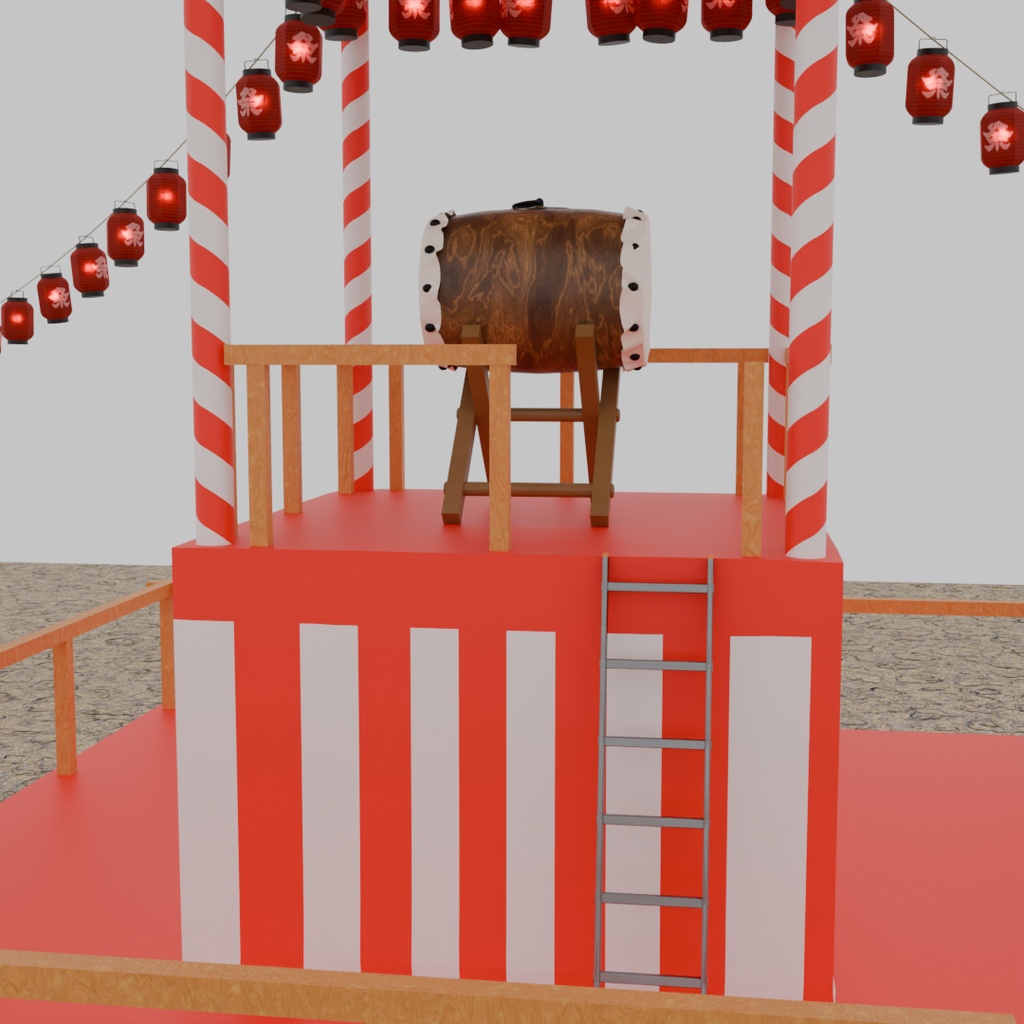 【Blender】 夏祭りの櫓 Summer festival turret