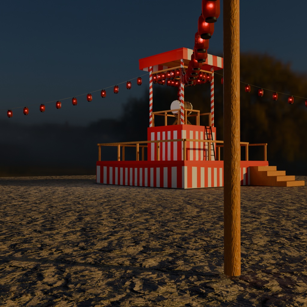【Blender】 夏祭りの櫓 Summer festival turret