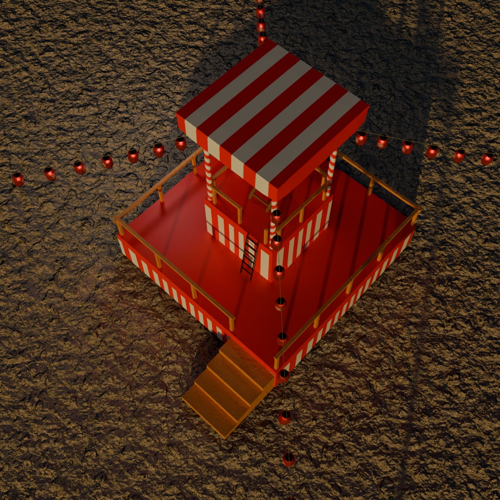 【Blender】 夏祭りの櫓 Summer festival turret