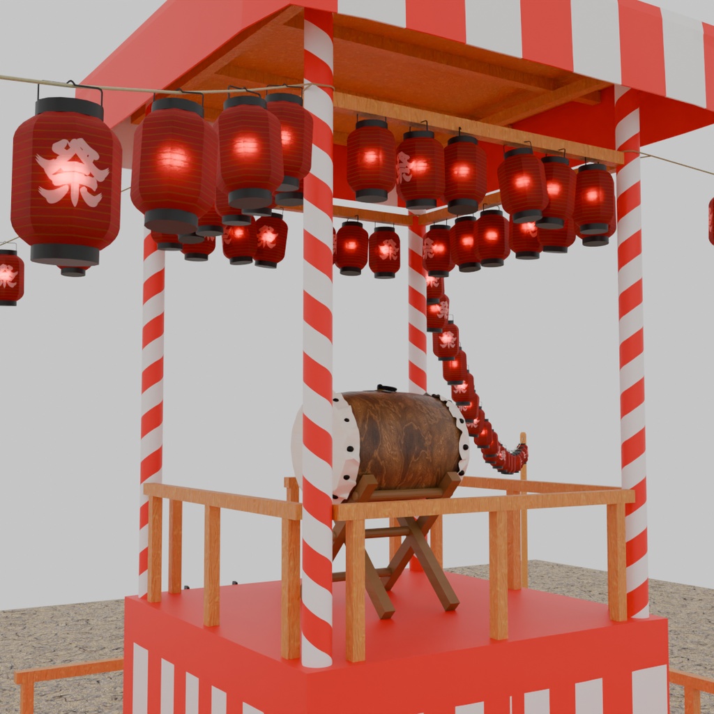 【Blender】 夏祭りの櫓 Summer festival turret