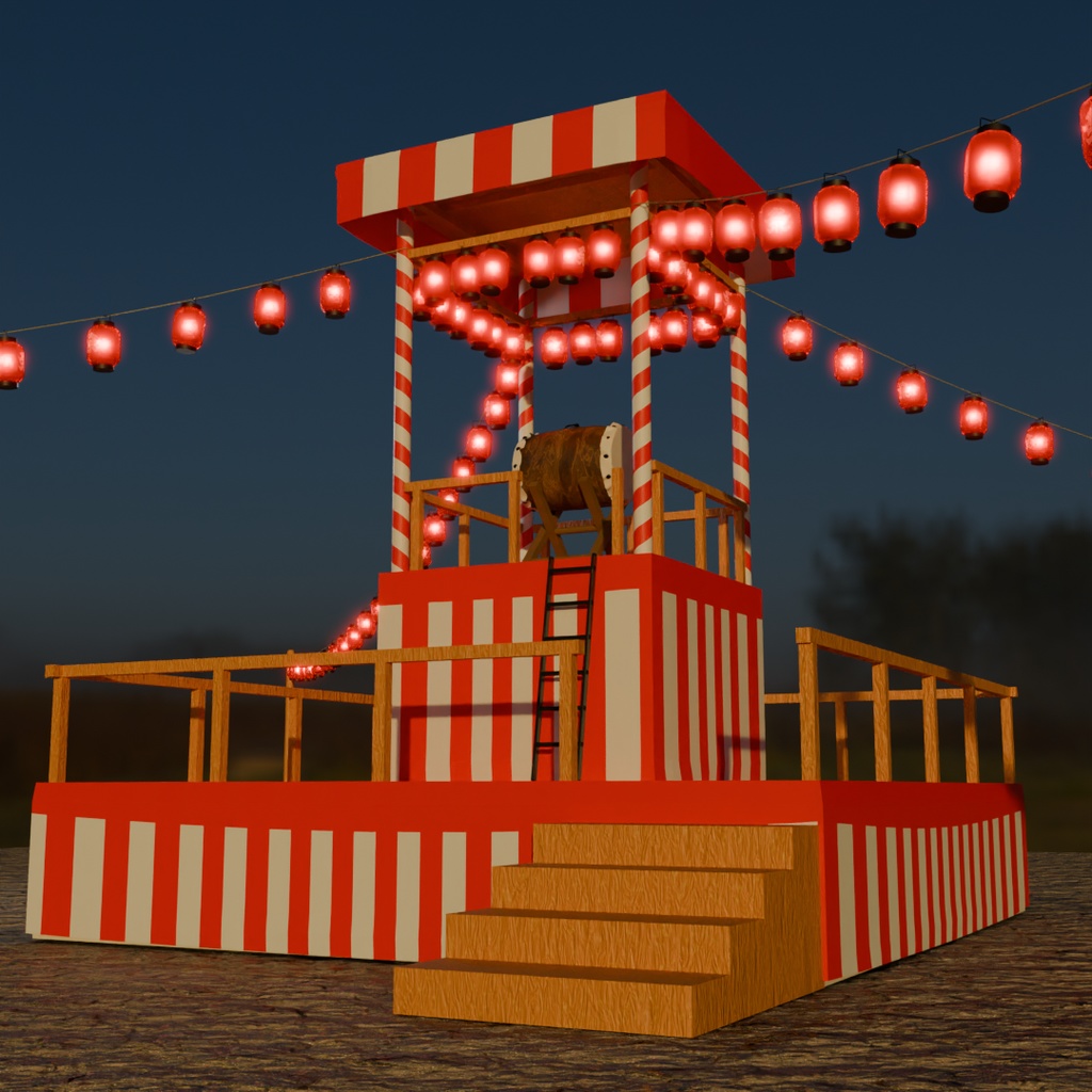 【Blender】 夏祭りの櫓 Summer festival turret