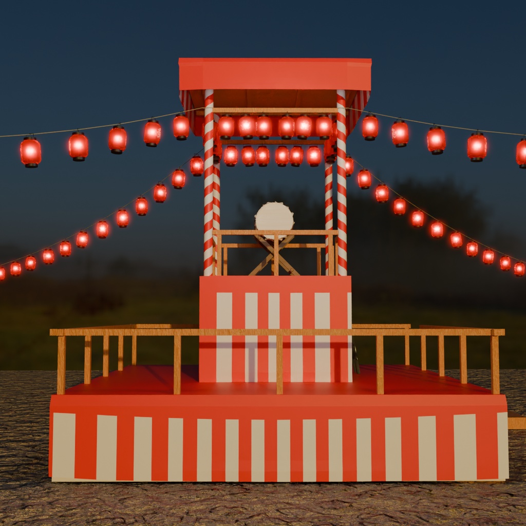【Blender】 夏祭りの櫓 Summer festival turret
