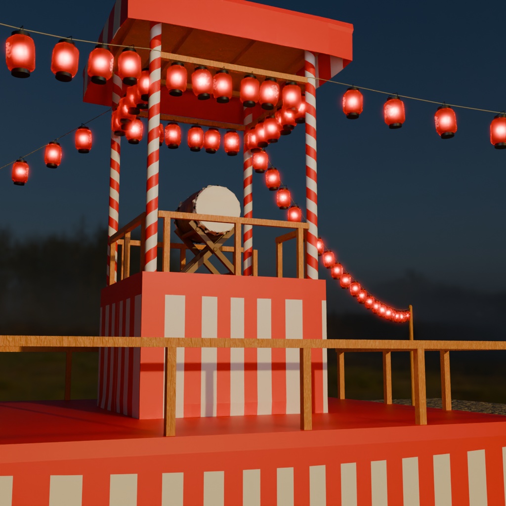 【Blender】 夏祭りの櫓 Summer festival turret