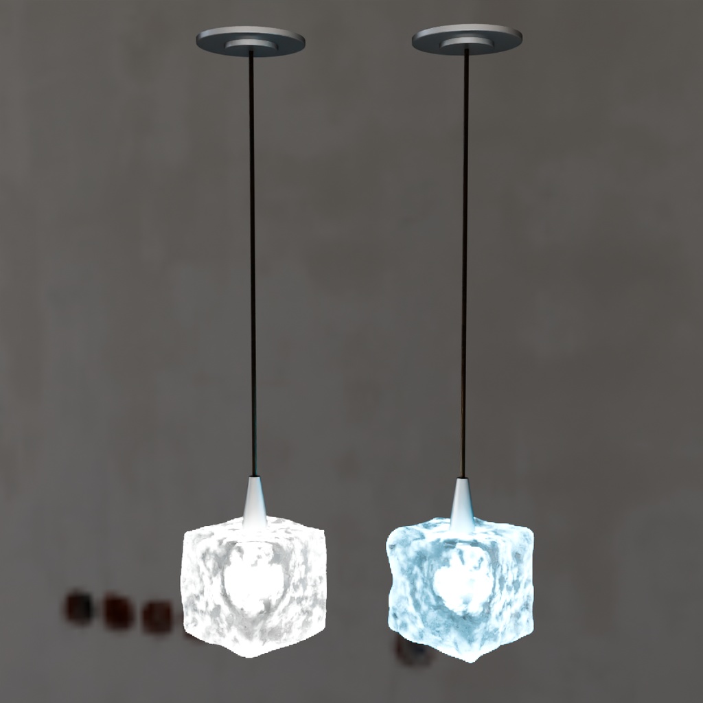 【Blender】 アイスキューブ照明2種(スパイラルシャンデリア・ペンダント) Two types of ice cube lighting