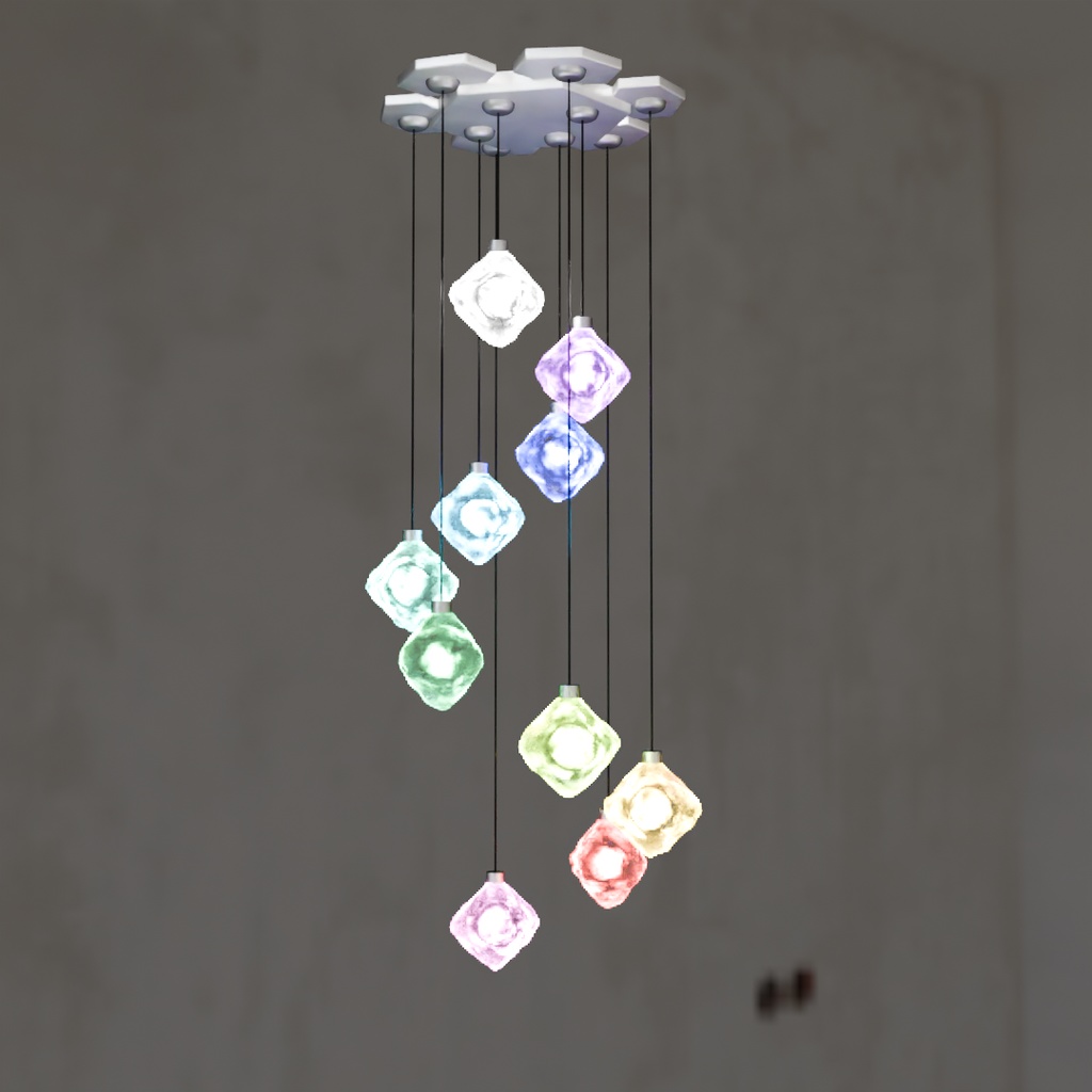【Blender】 アイスキューブ照明2種(スパイラルシャンデリア・ペンダント) Two types of ice cube lighting