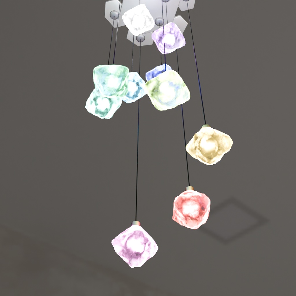 【Blender】 アイスキューブ照明2種(スパイラルシャンデリア・ペンダント) Two types of ice cube lighting