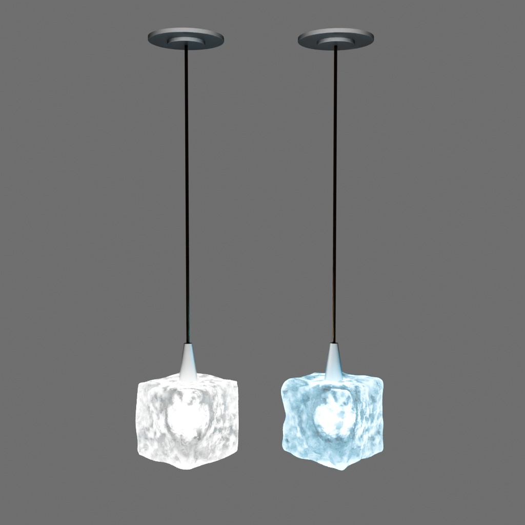 【Blender】 アイスキューブ照明2種(スパイラルシャンデリア・ペンダント) Two types of ice cube lighting