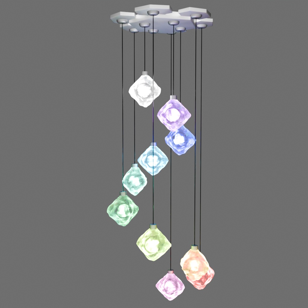 【Blender】 アイスキューブ照明2種(スパイラルシャンデリア・ペンダント) Two types of ice cube lighting