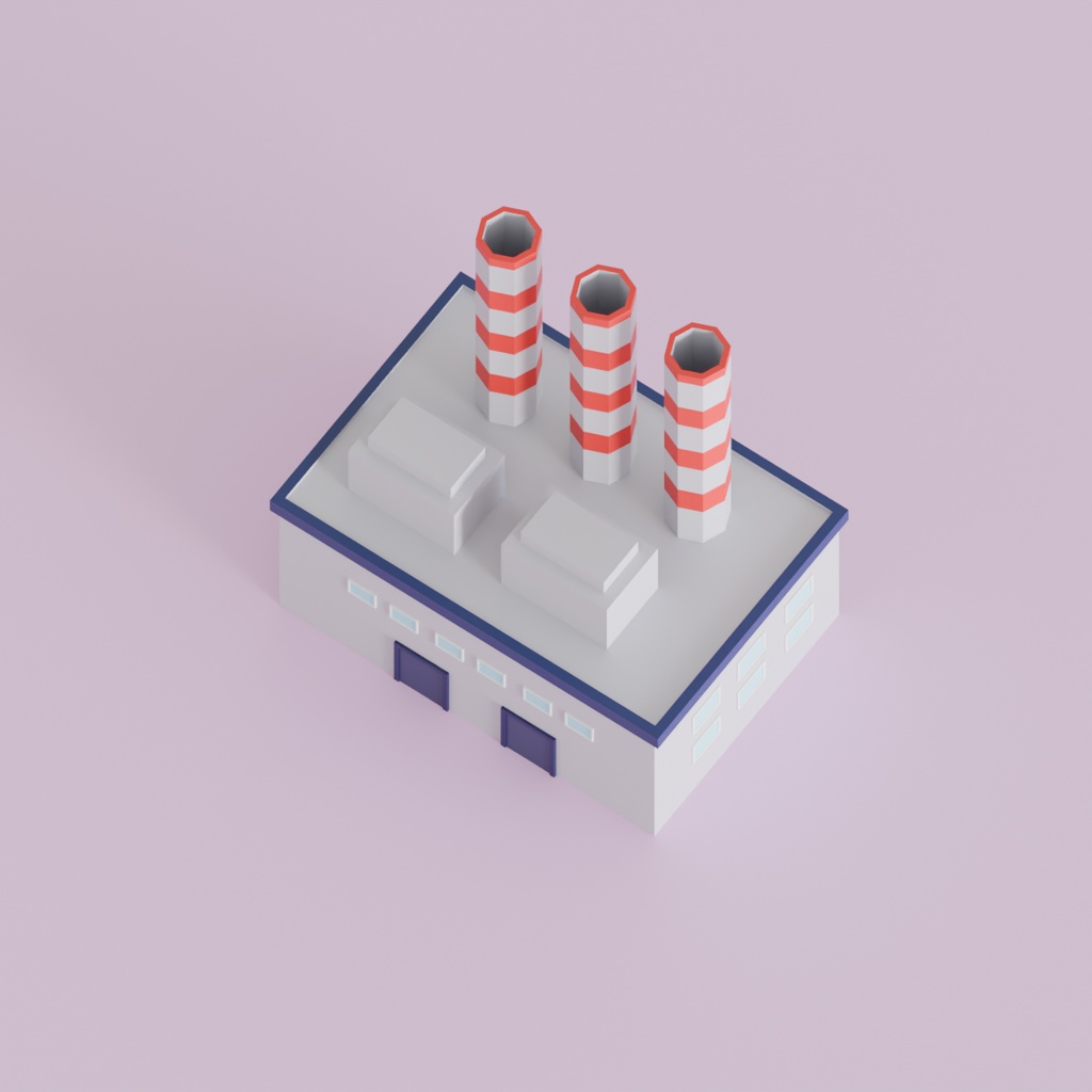 【Blender】 ローポリ工業用設備16セット Low Poly Industrial Equipment Set