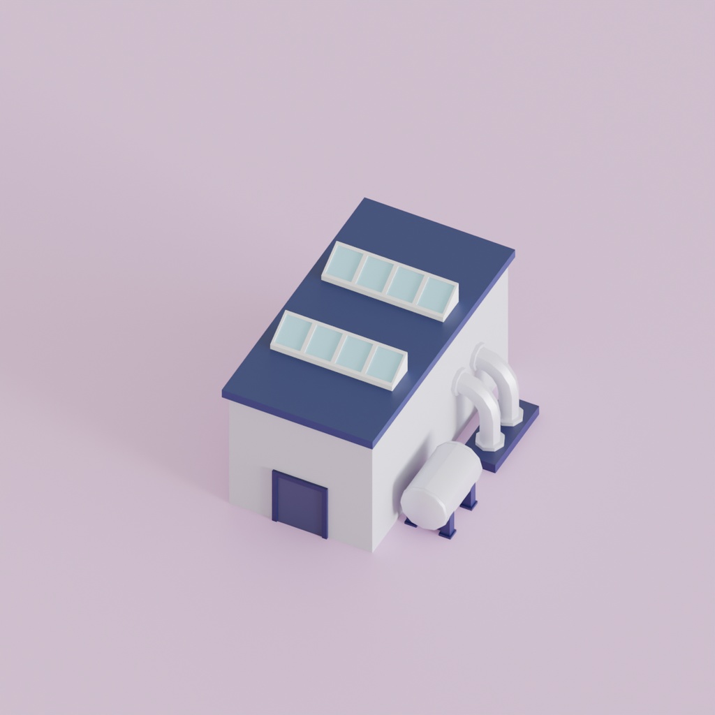 【Blender】 ローポリ工業用設備16セット Low Poly Industrial Equipment Set