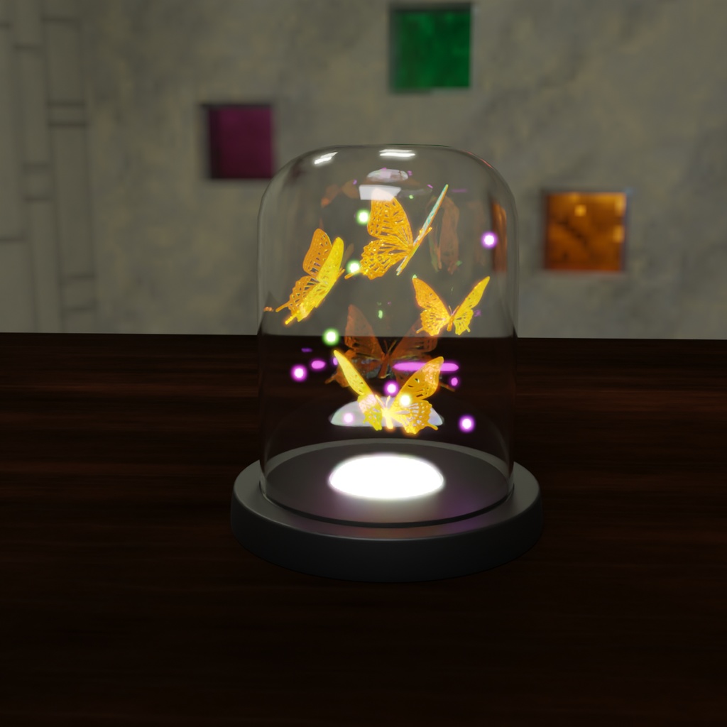 【Blender】 蝶々のドーム型ライト Butterfly dome light