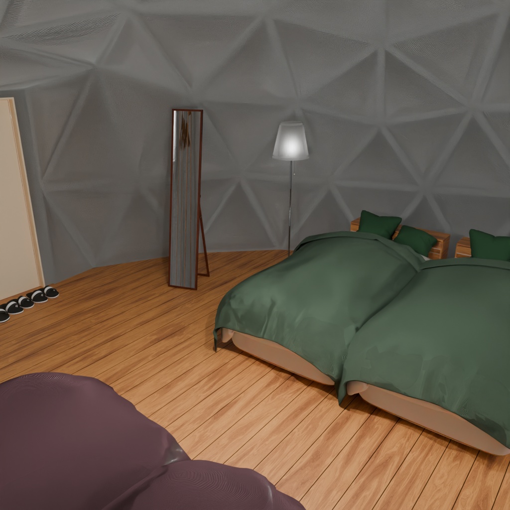 【Blender】 グランピングの寝室 Glamping bedroom
